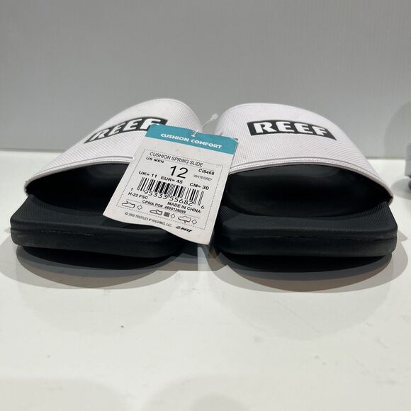 Reef Cushion Spring Slides Sandals White Black Logo Comfort Shoes Men\'s 12 main image 8
